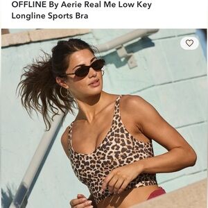 Aerie Leopard Print Offline Low Key long line sports bra crop top Rare sold out